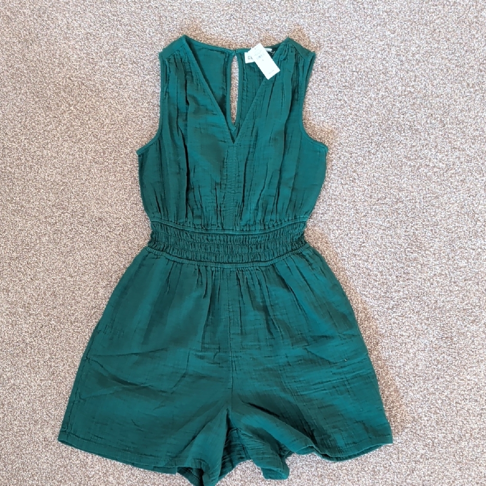 GAP Womens Emerald Green Sleeveless One Piece Romper